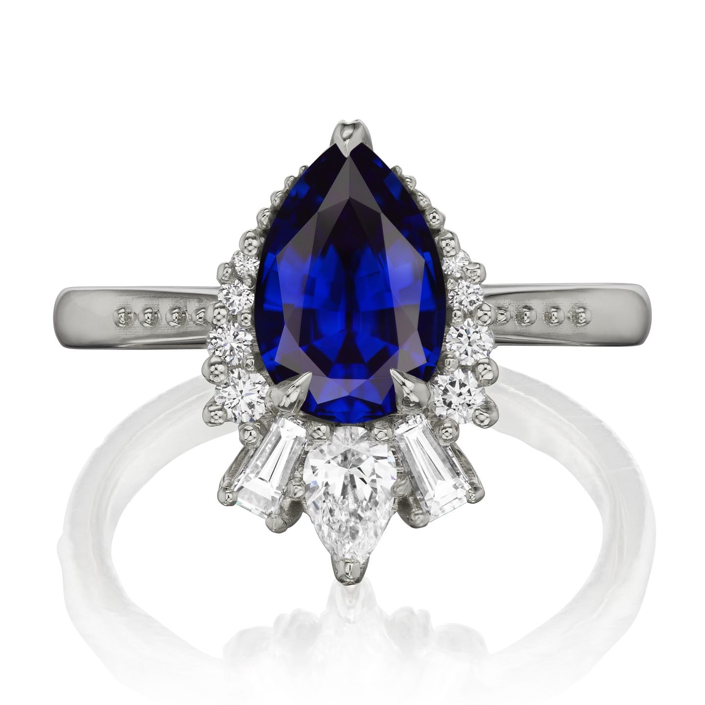 ・ARTEMIS・Pear Blue Sapphire Center, Diamond Accents (2.21ctw+)