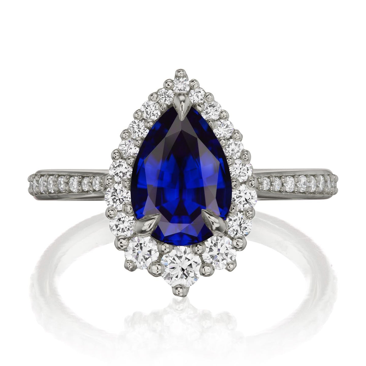 ・CELESTE・Pear Blue Sapphire Center, Diamond Halo (2.23ctw+)