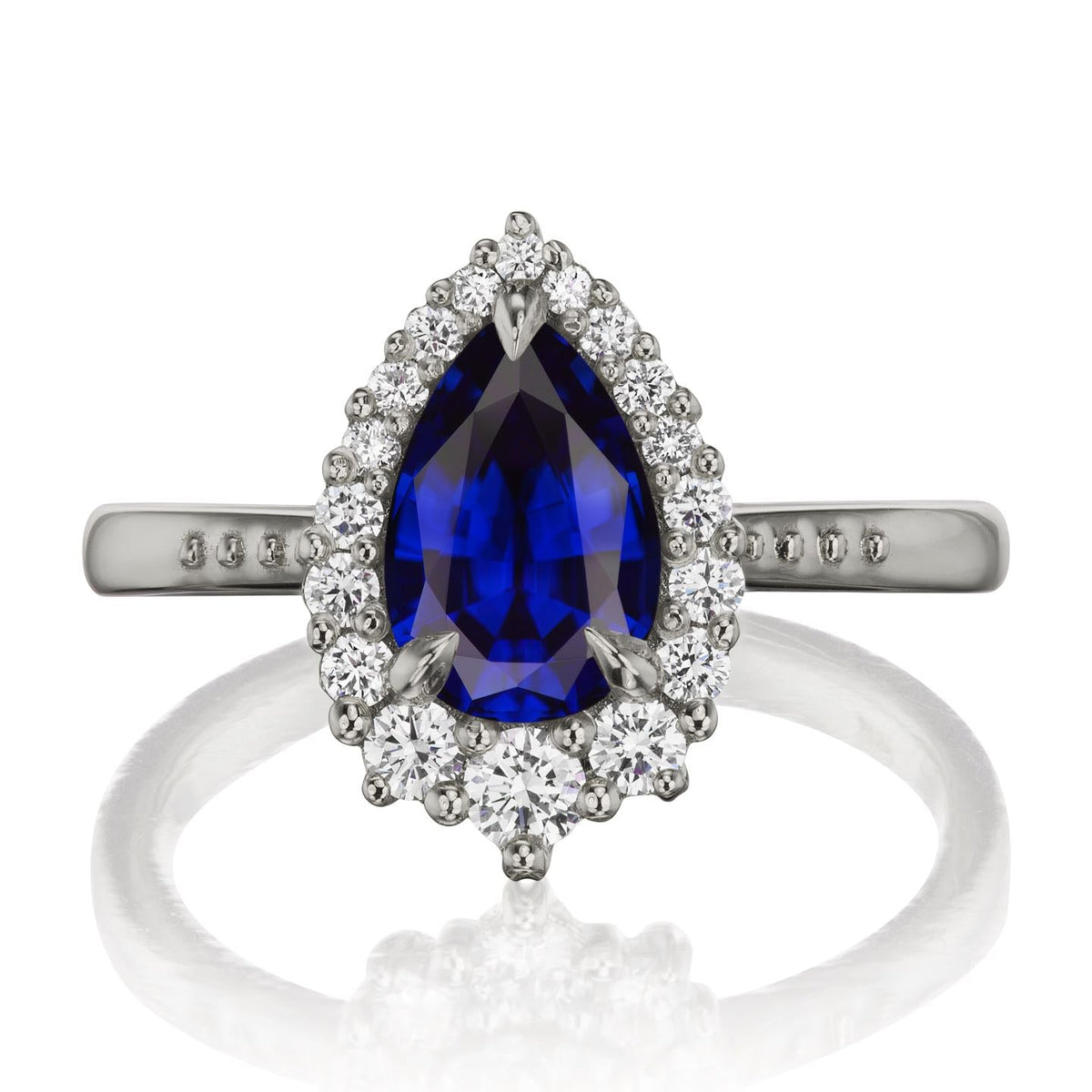 ・CELESTE・Pear Blue Sapphire Center, Diamond Halo (2.23ctw+)