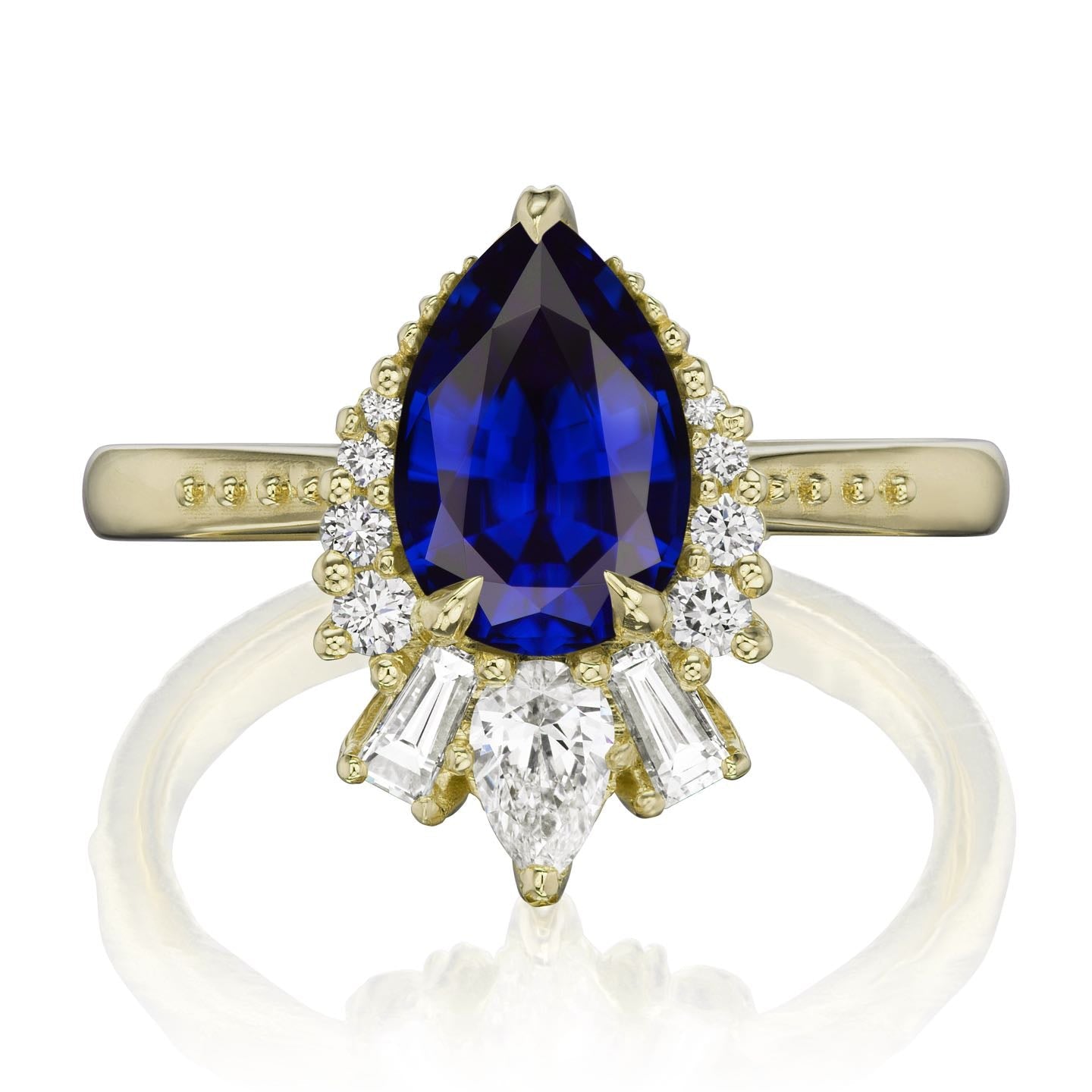 ・ARTEMIS・Pear Blue Sapphire Center, Diamond Accents (2.21ctw+)