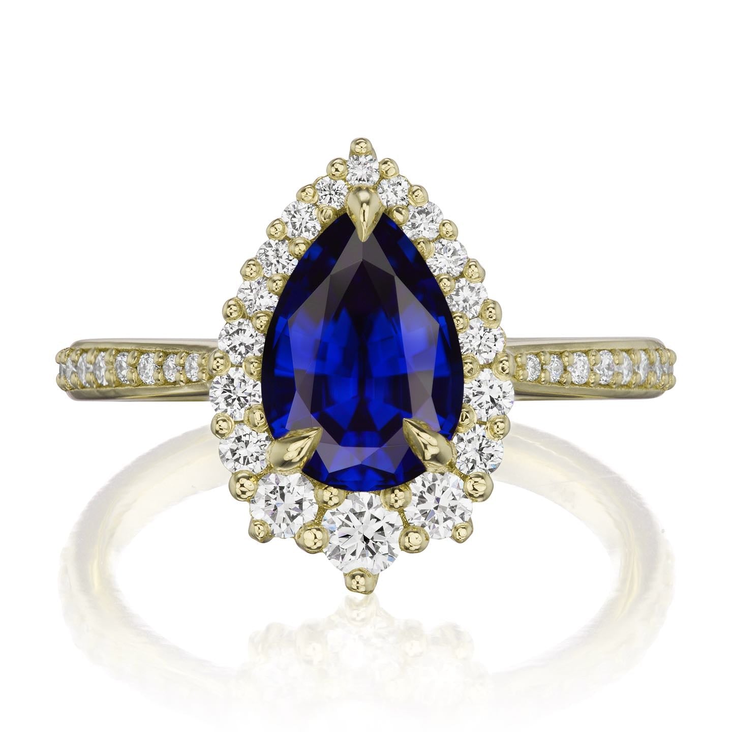 ・CELESTE・Pear Blue Sapphire Center, Diamond Halo (2.23ctw+)