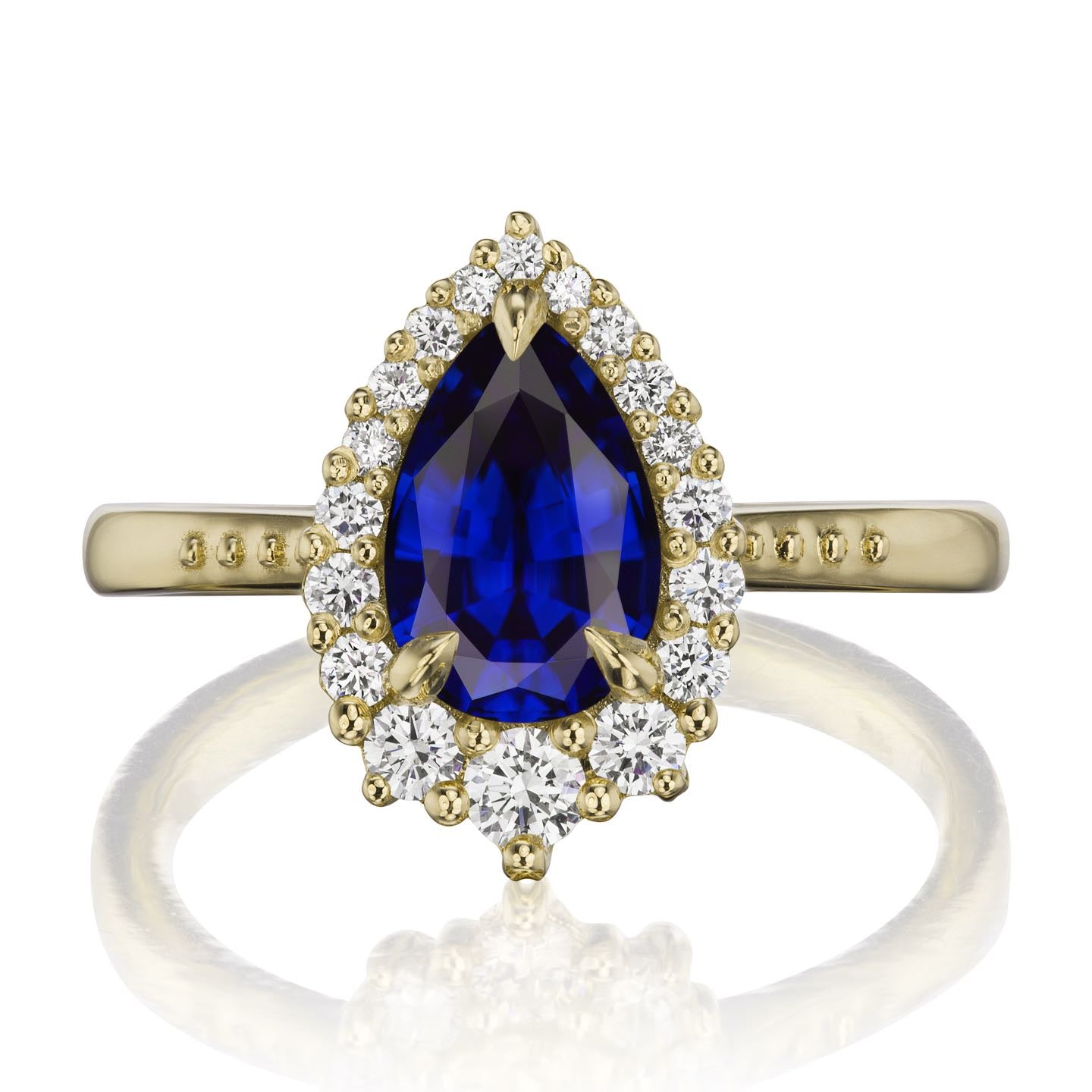 ・CELESTE・Pear Blue Sapphire Center, Diamond Halo (2.23ctw+)