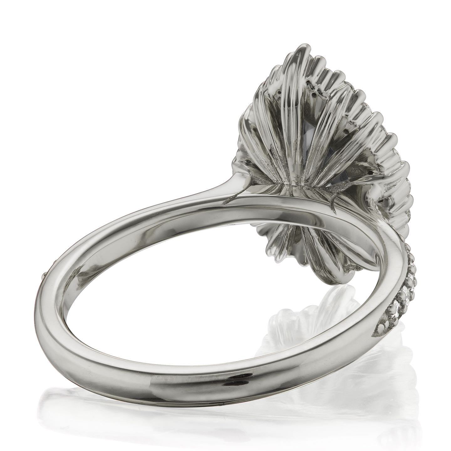 ・CELESTE・Pear Iconic™ Dark Grey Moissanite Center, Diamond Halo (1.83ctw+)