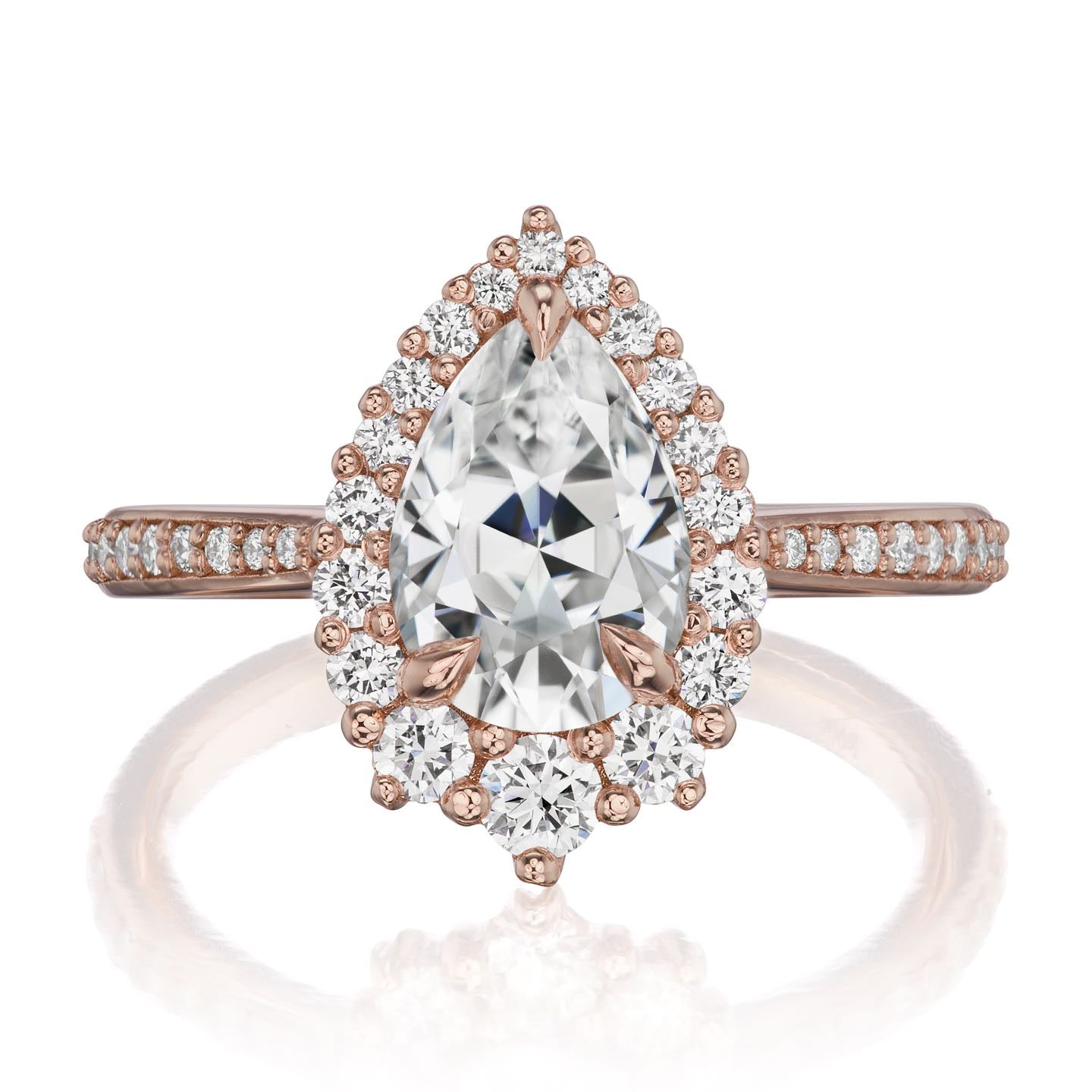 ・CELESTE・Pear Moissanite Center, Diamond Halo (1.83ctw+)