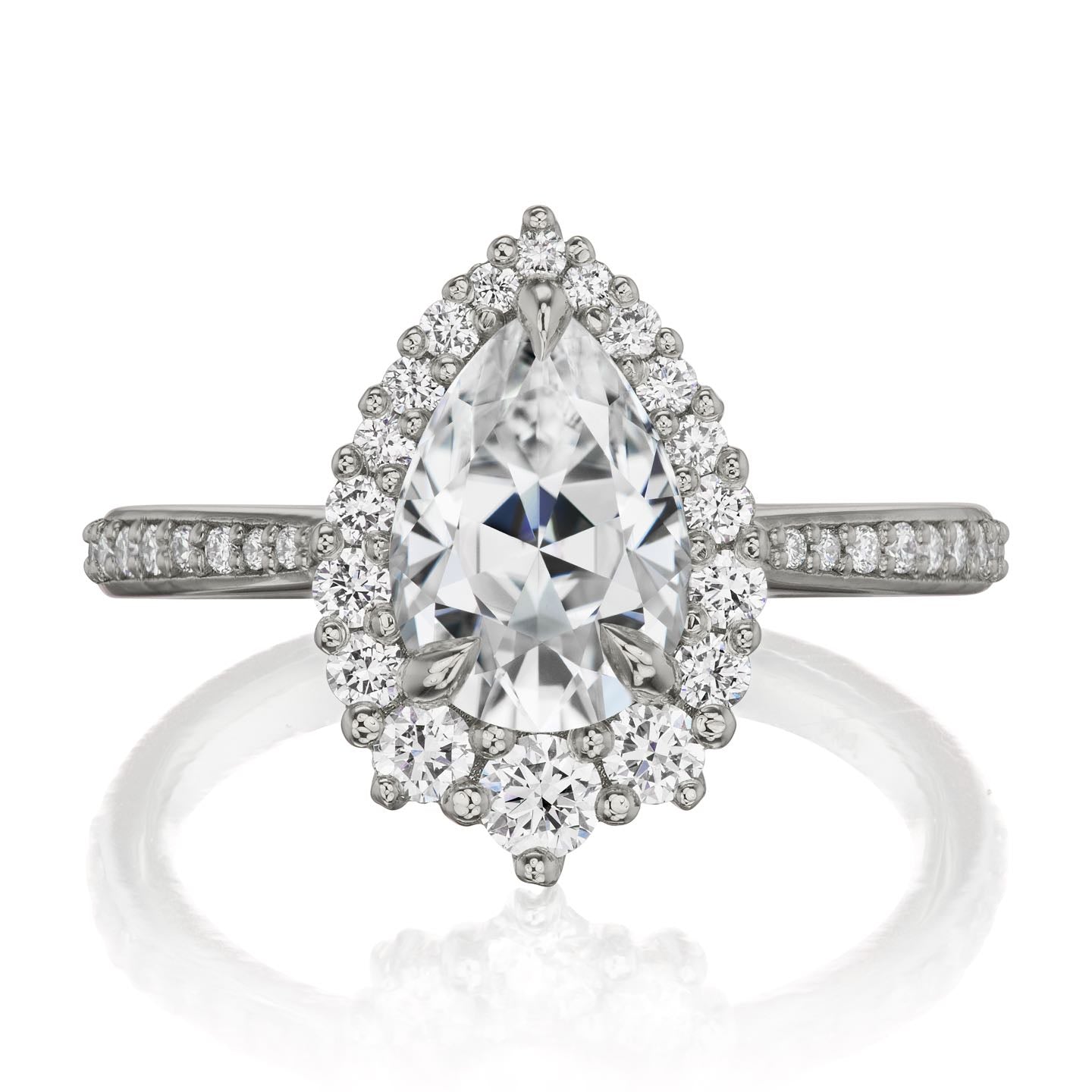 ・CELESTE・Pear Moissanite Center, Diamond Halo (1.83ctw+)