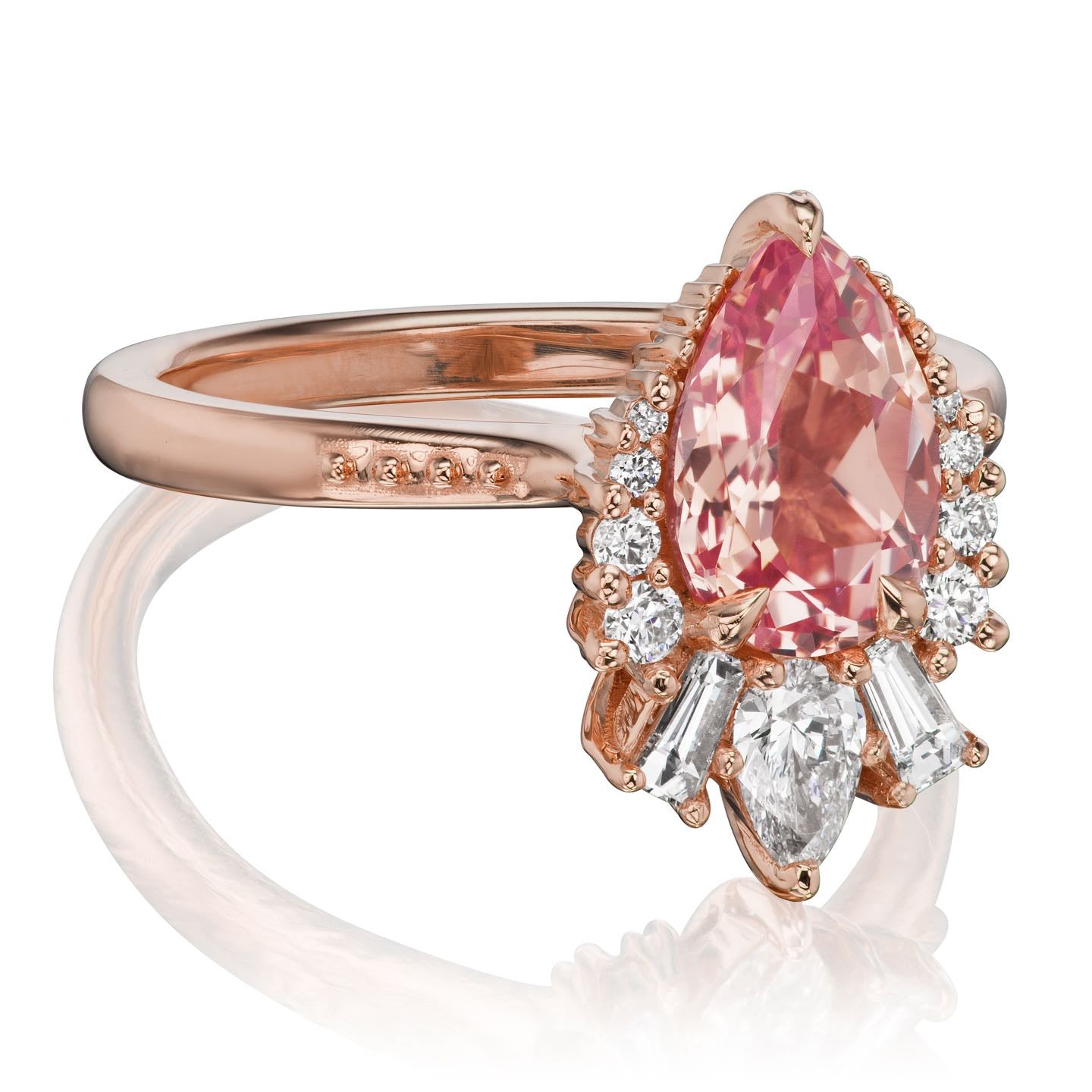 ・ARTEMIS・Pear Peach Sapphire Center, Diamond Accents (2.21ctw+)