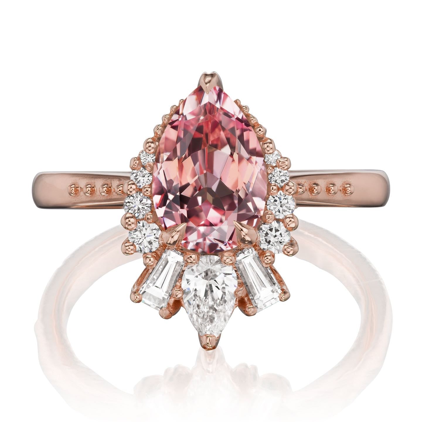 ・ARTEMIS・Pear Peach Sapphire Center, Diamond Accents (2.21ctw+)