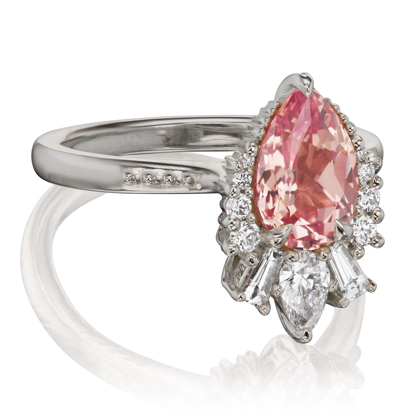 ・ARTEMIS・Pear Peach Sapphire Center, Diamond Accents (2.21ctw+)