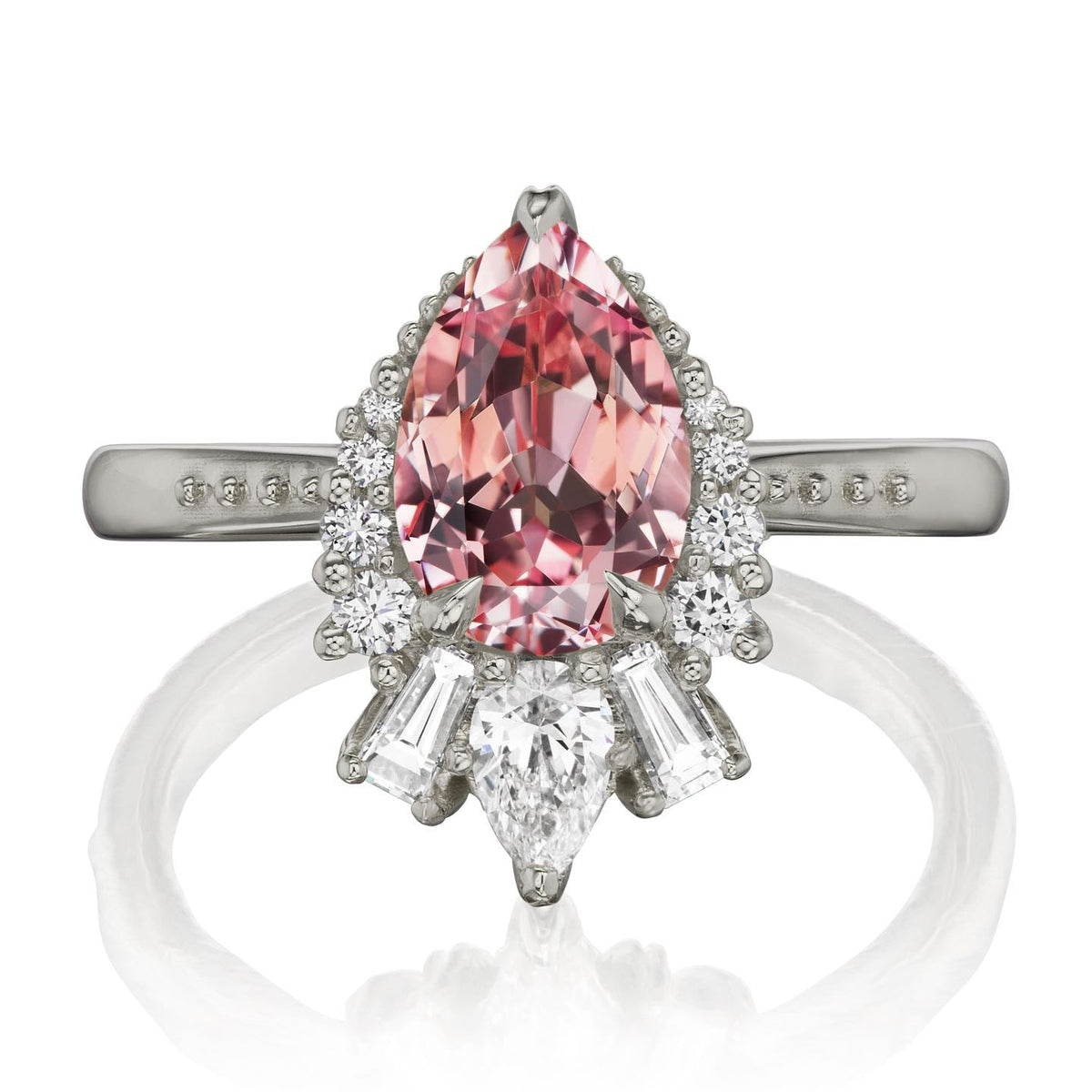 ・ARTEMIS・Pear Peach Sapphire Center, Diamond Accents (2.21ctw+)