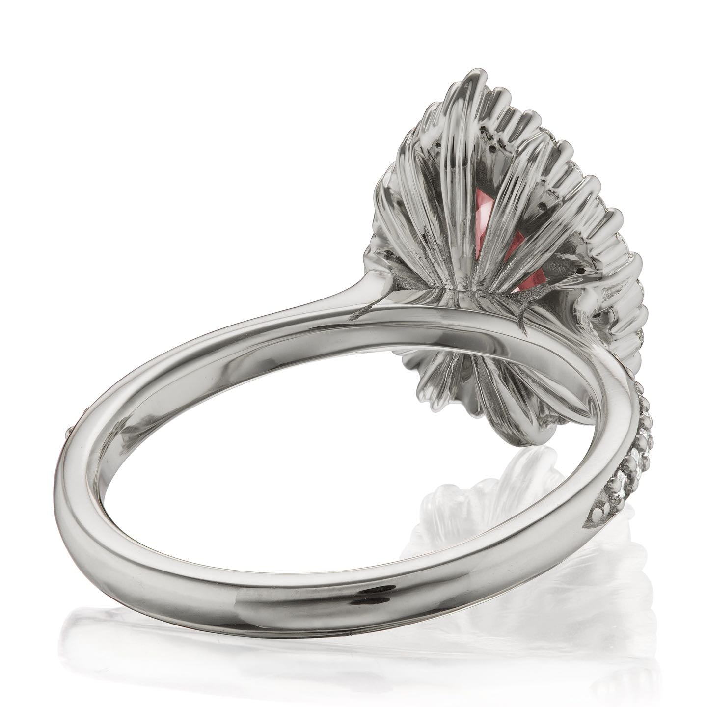 ・CELESTE・Pear Peach Sapphire Center, Diamond Halo (2.23ctw+)