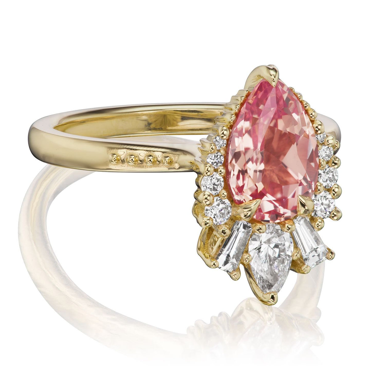 ・ARTEMIS・Pear Peach Sapphire Center, Diamond Accents (2.21ctw+)