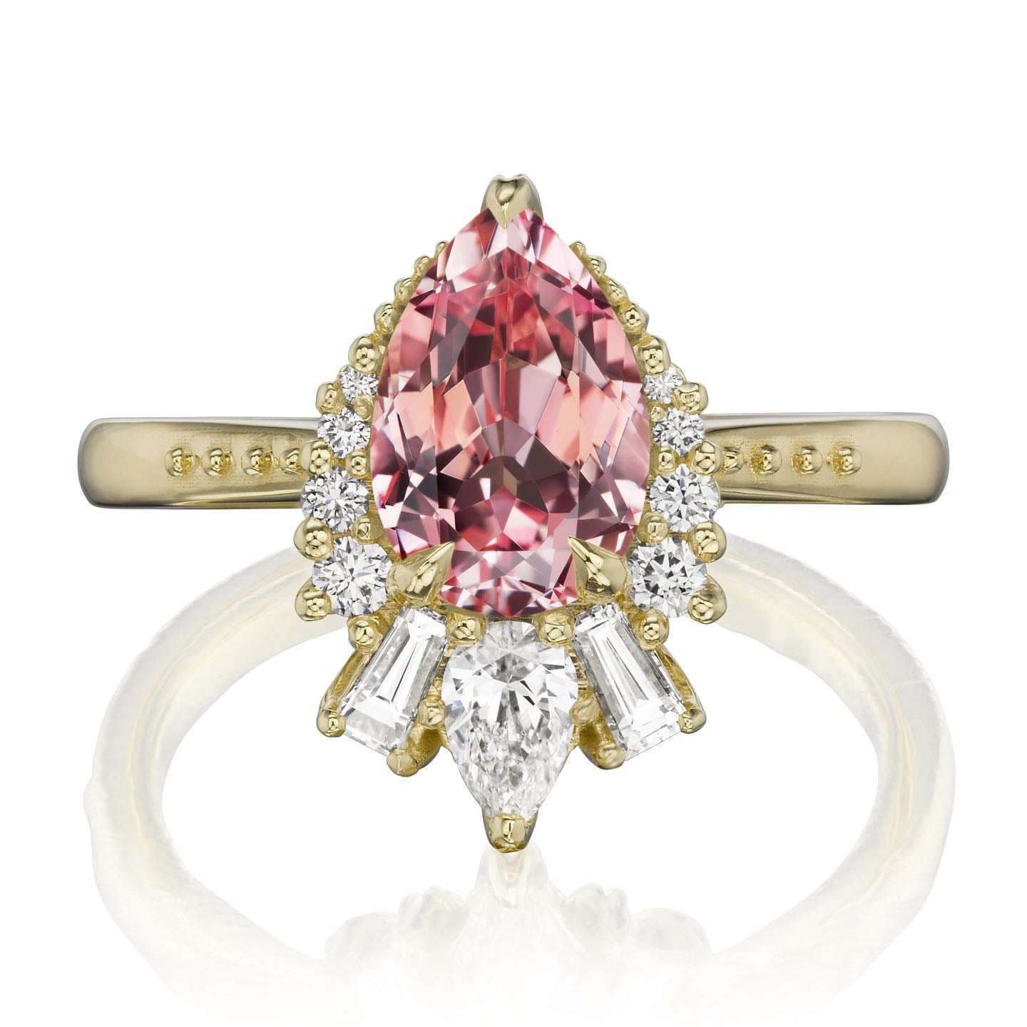 ・ARTEMIS・Pear Peach Sapphire Center, Diamond Accents (2.21ctw+)