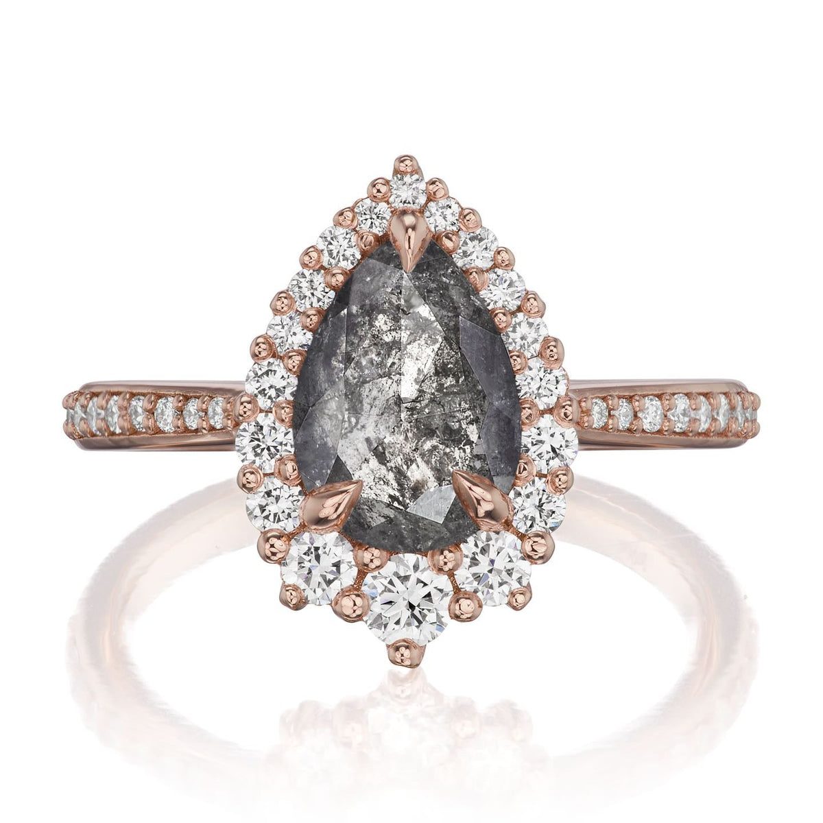 ・CELESTE・Build Your Own: Pear Salt + Pepper Diamond Halo (1.43ctw - 1.96ctw+)