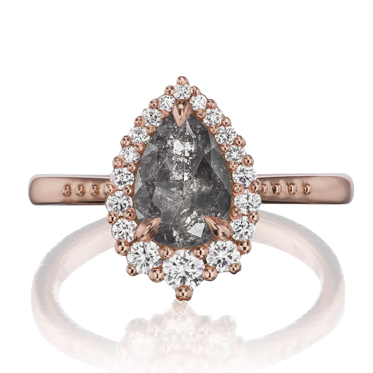 ・CELESTE・Build Your Own: Pear Salt + Pepper Diamond Halo (1.43ctw - 1.96ctw+)
