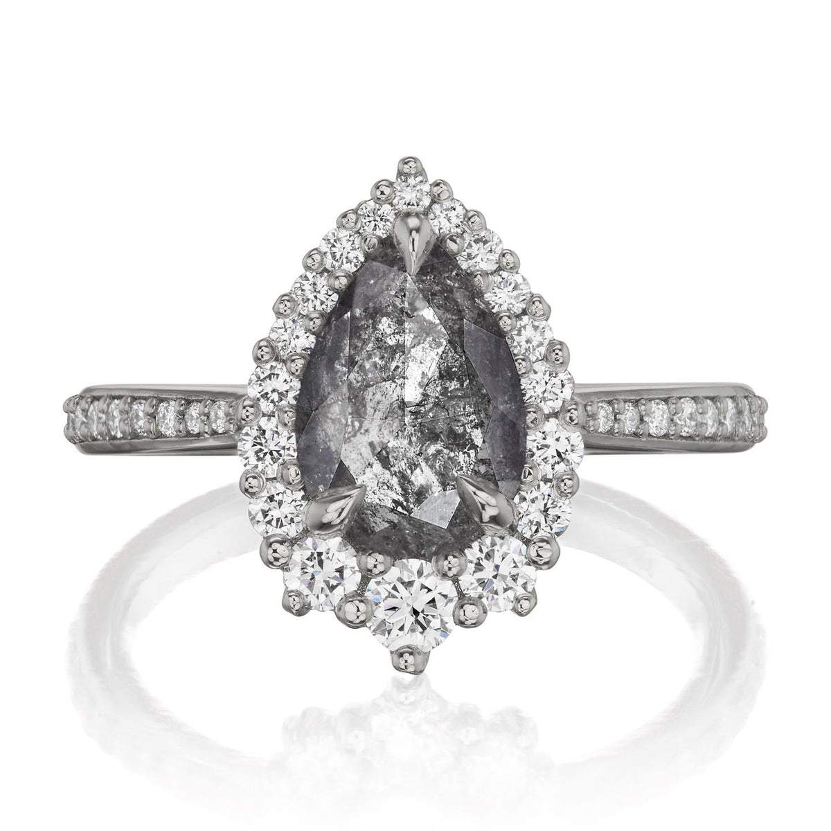 ・CELESTE・Build Your Own: Pear Salt + Pepper Diamond Halo (1.43ctw - 1.96ctw+)