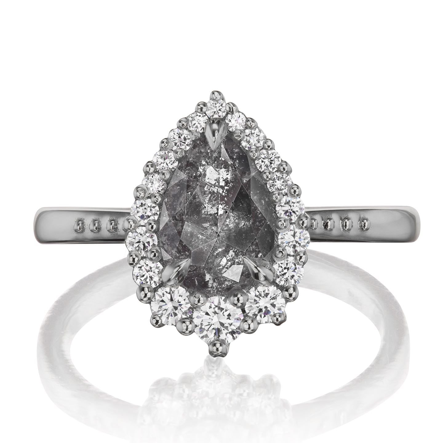 ・CELESTE・Build Your Own: Pear Salt + Pepper Diamond Halo (1.43ctw - 1.96ctw+)