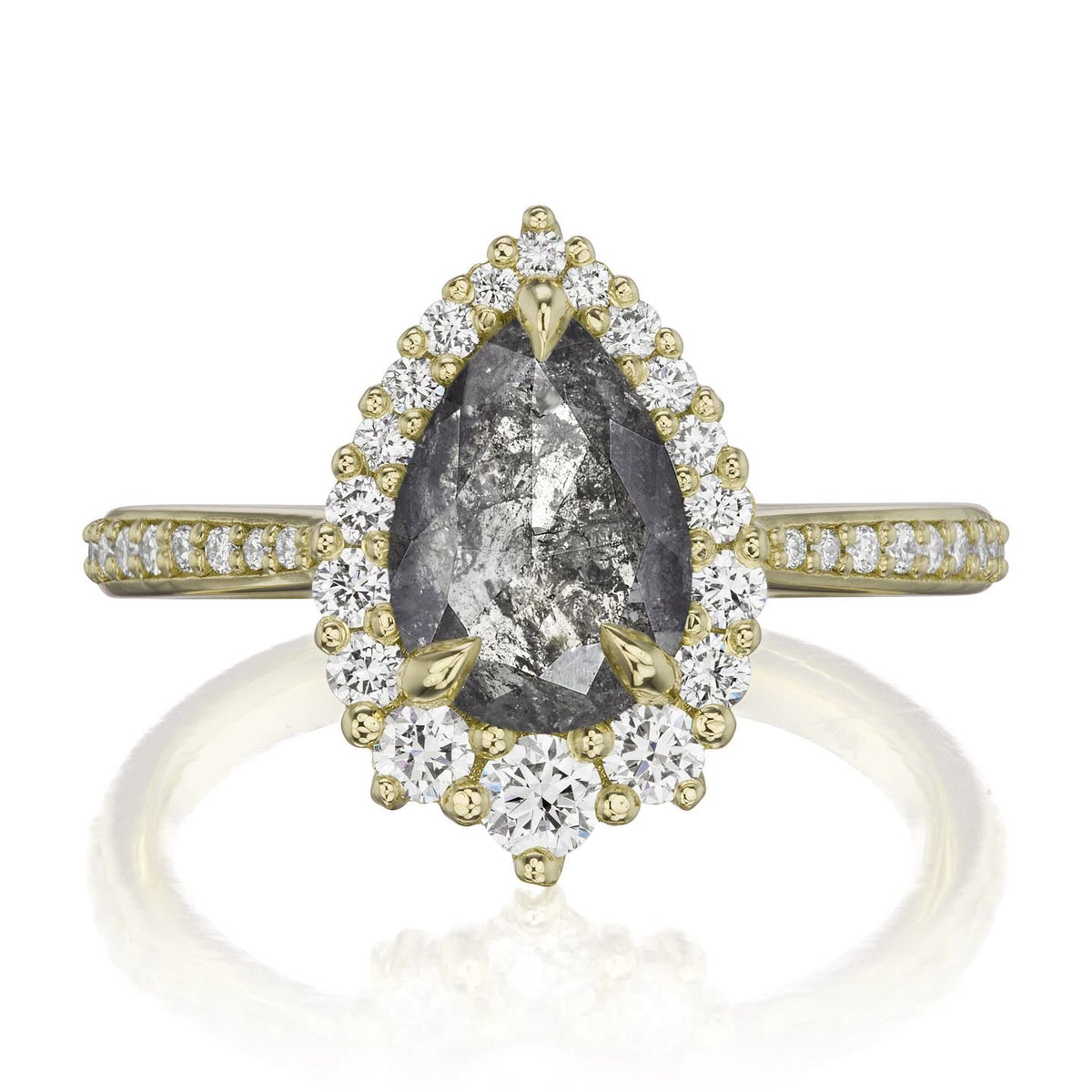 ・CELESTE・Build Your Own: Pear Salt + Pepper Diamond Halo (1.43ctw - 1.96ctw+)