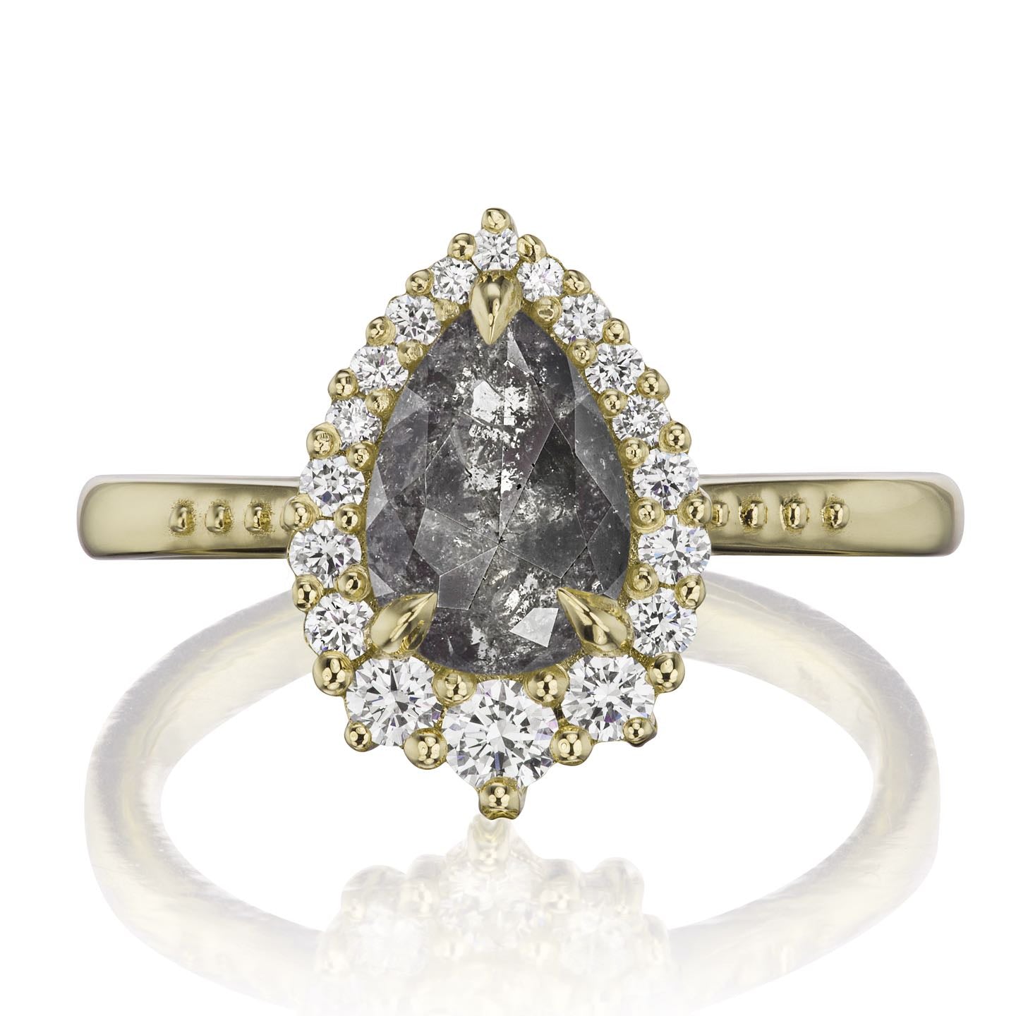 ・CELESTE・Build Your Own: Pear Salt + Pepper Diamond Halo (1.43ctw - 1.96ctw+)