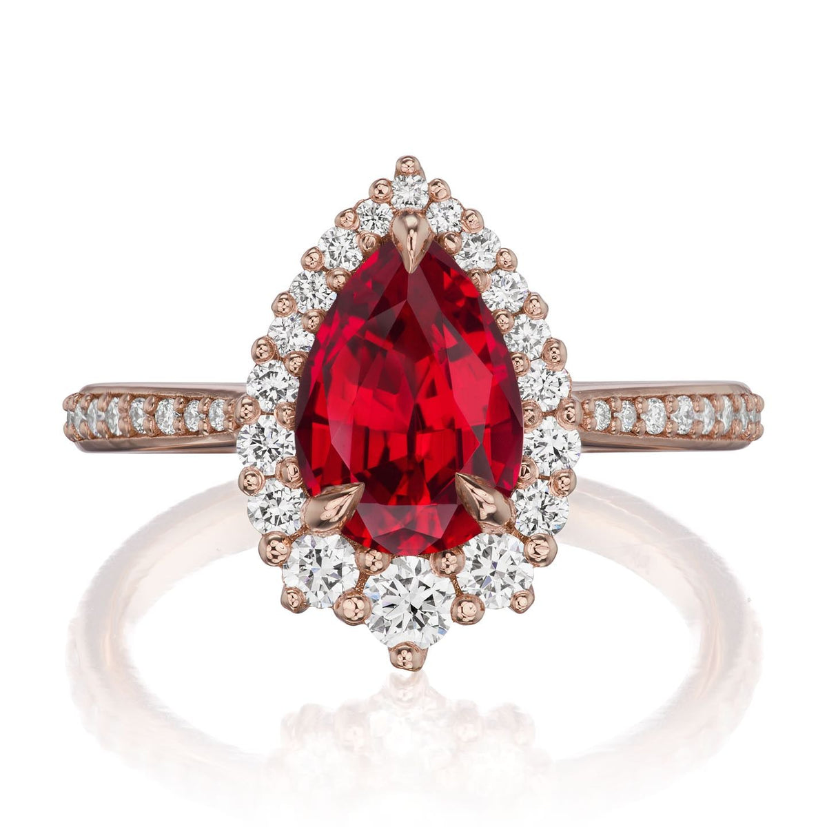 ・CELESTE・Pear Ruby Center, Diamond Halo (2.23ctw+)