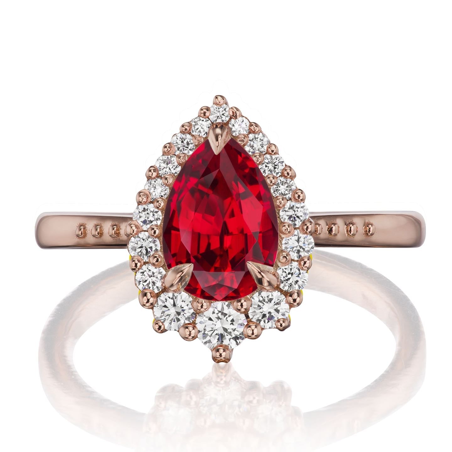 ・CELESTE・Pear Ruby Center, Diamond Halo (2.23ctw+)