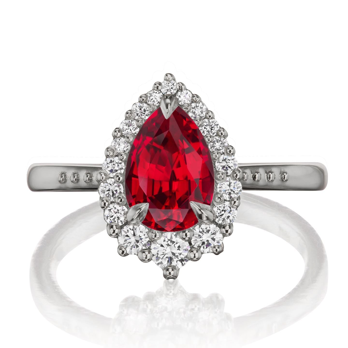 ・CELESTE・Pear Ruby Center, Diamond Halo (2.23ctw+)
