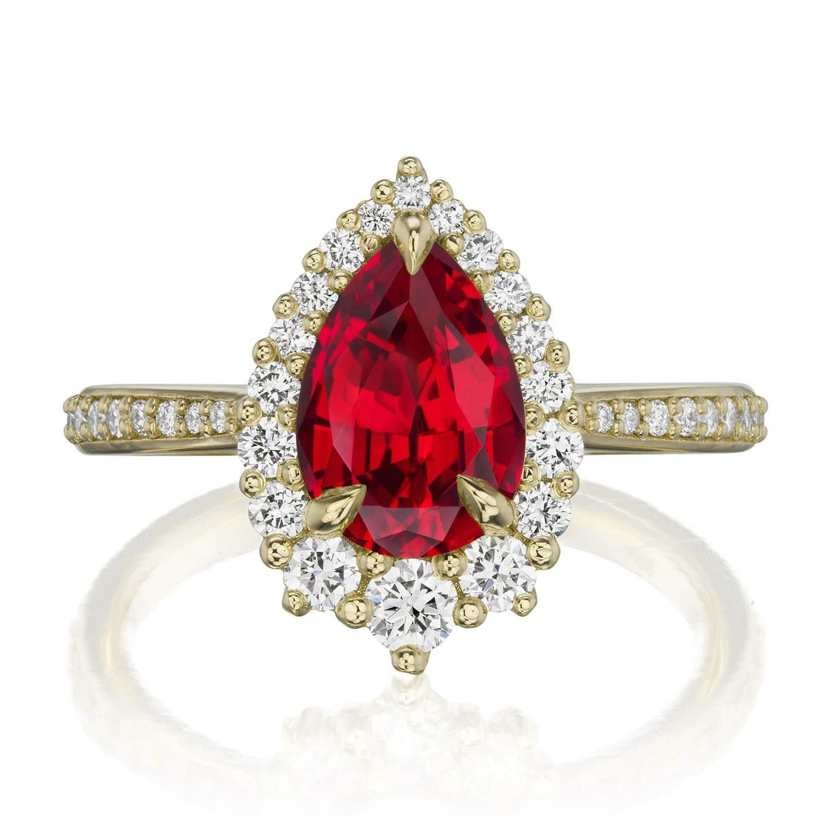 ・CELESTE・Pear Ruby Center, Diamond Halo (2.23ctw+)