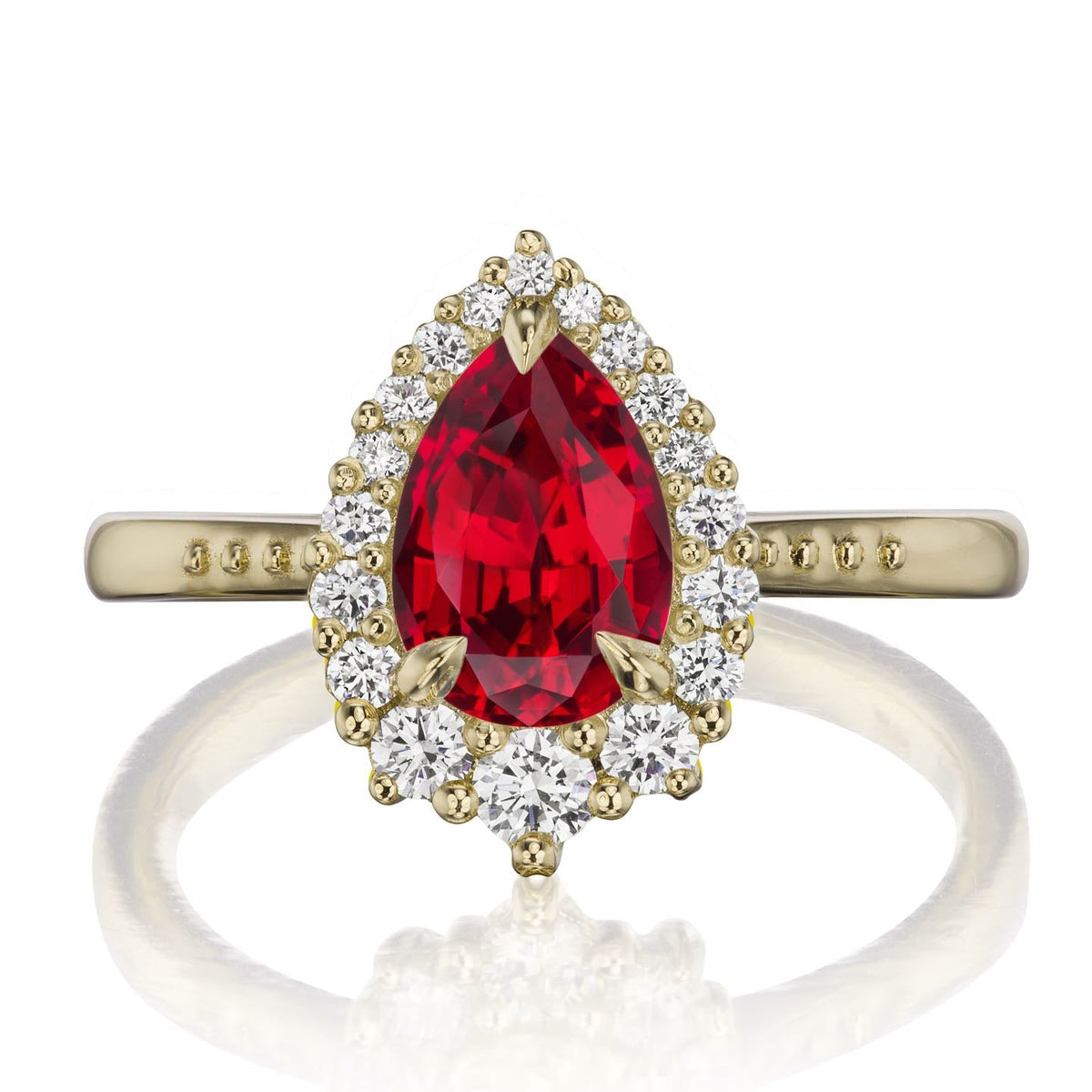 ・CELESTE・Pear Ruby Center, Diamond Halo (2.23ctw+)