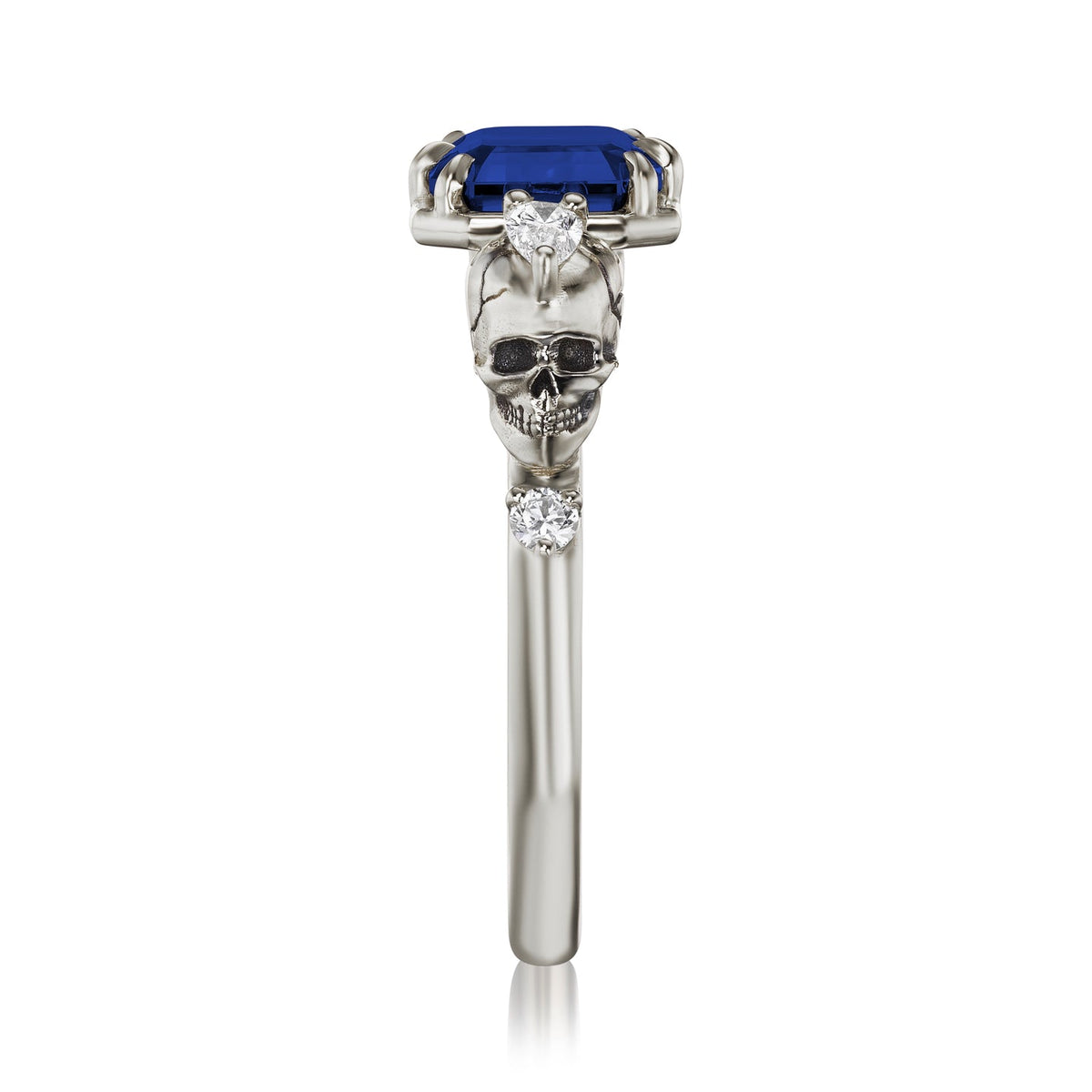 ・JULIET・Emerald Cut Blue Sapphire, Skulls (3.4ctw)