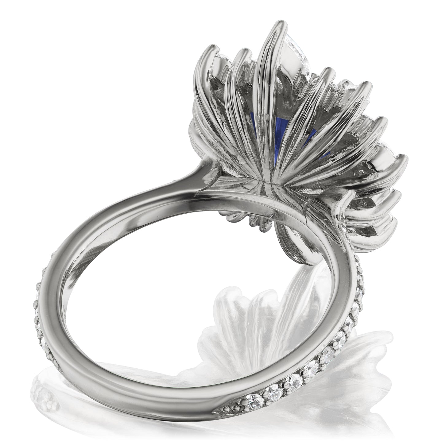 ・TALIA・Emerald Cut Blue Sapphire Center, Diamond Halo (4.05ctw+)