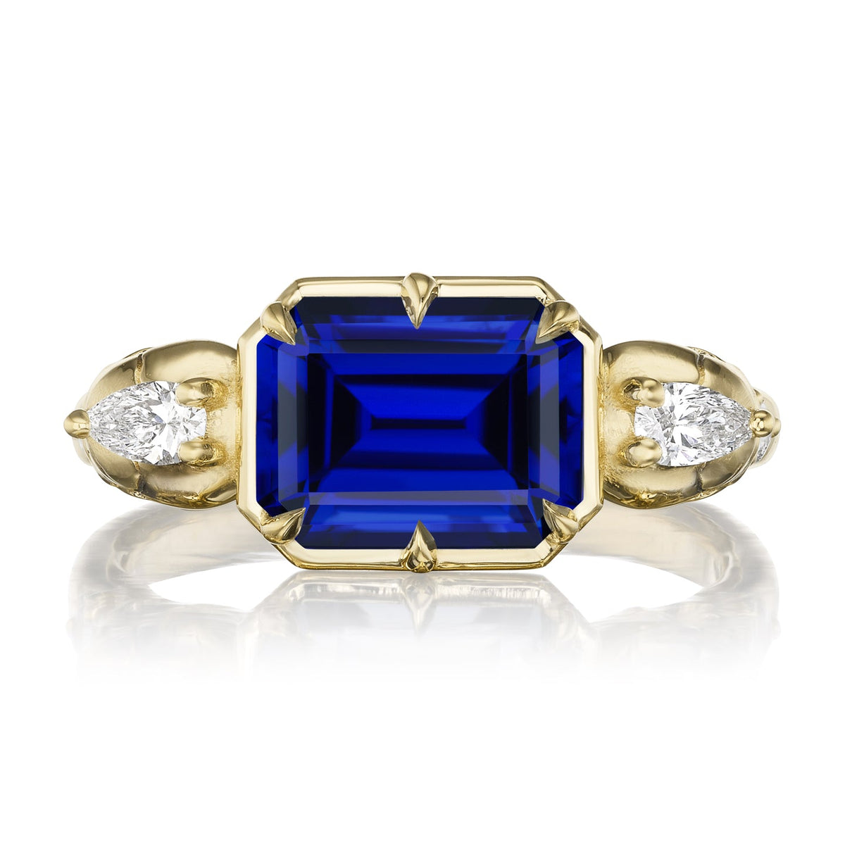 ・JULIET・Emerald Cut Blue Sapphire, Skulls (3.4ctw)