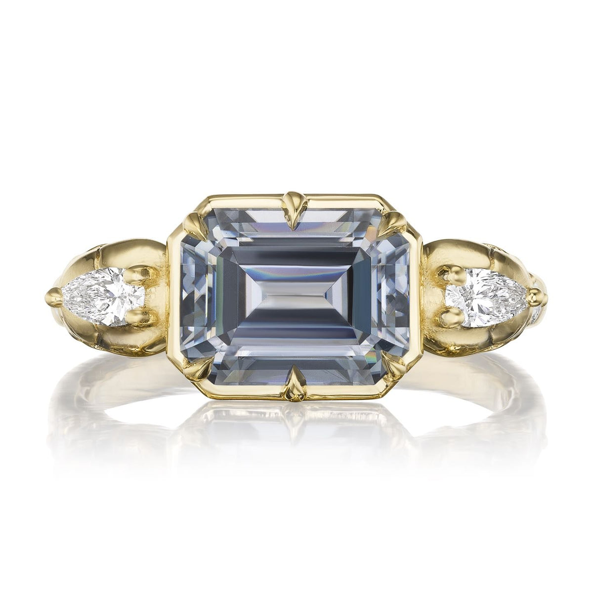 ・JULIET・Emerald Cut Grey Moissanite, Skulls (2.7ctw)