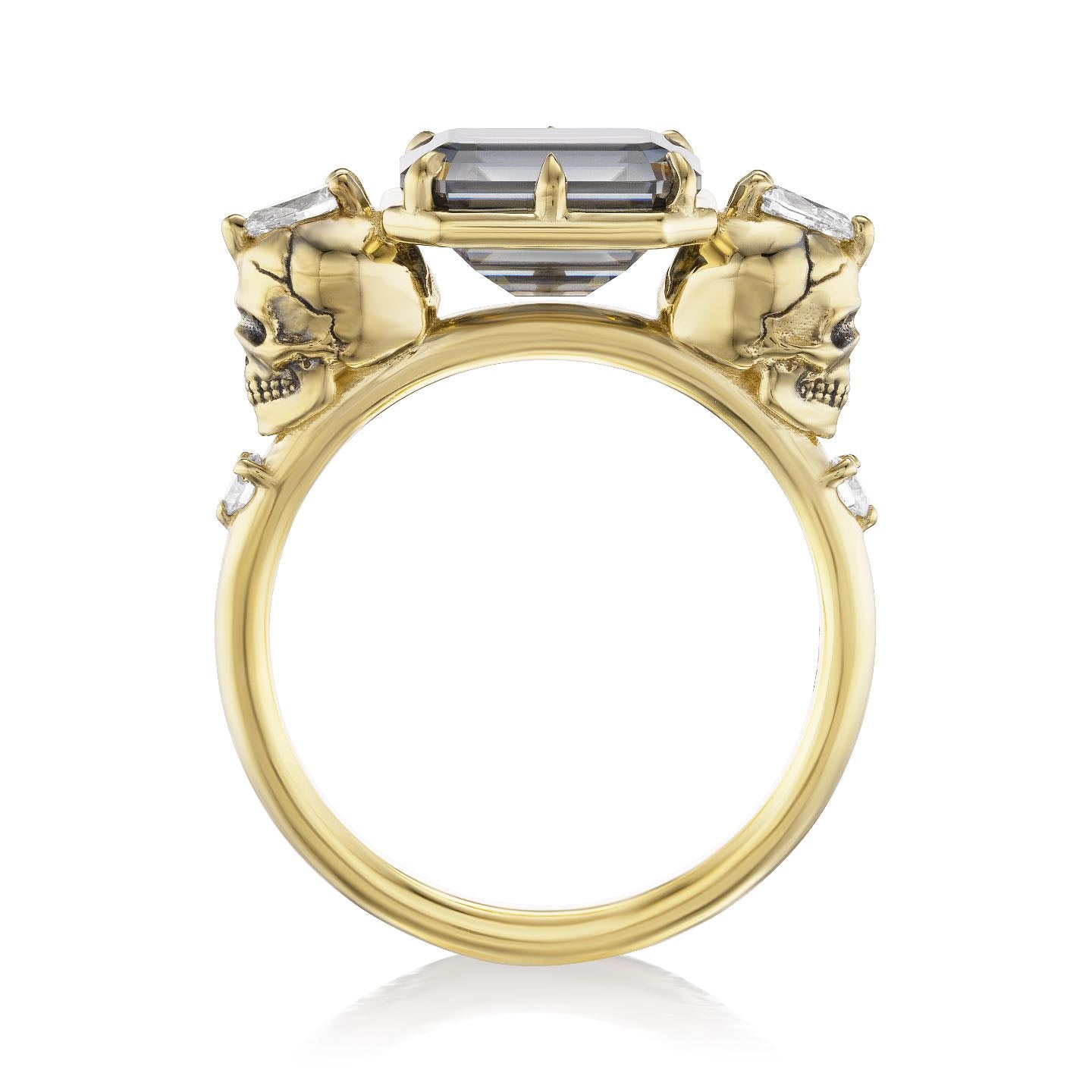 ・JULIET・Emerald Cut Grey Moissanite, Skulls (2.7ctw)