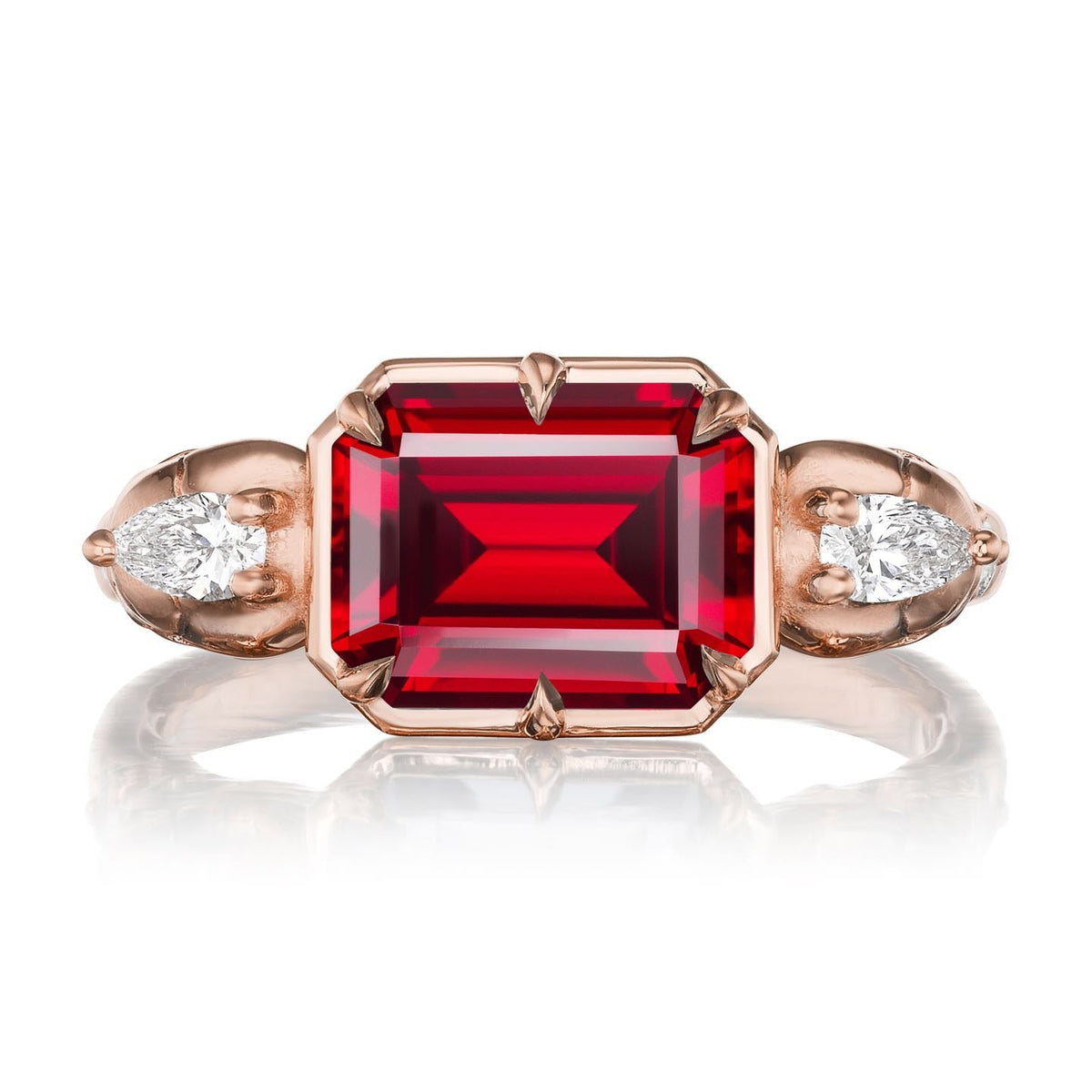 ・JULIET・Emerald Cut Ruby, Skulls (3.4ctw)