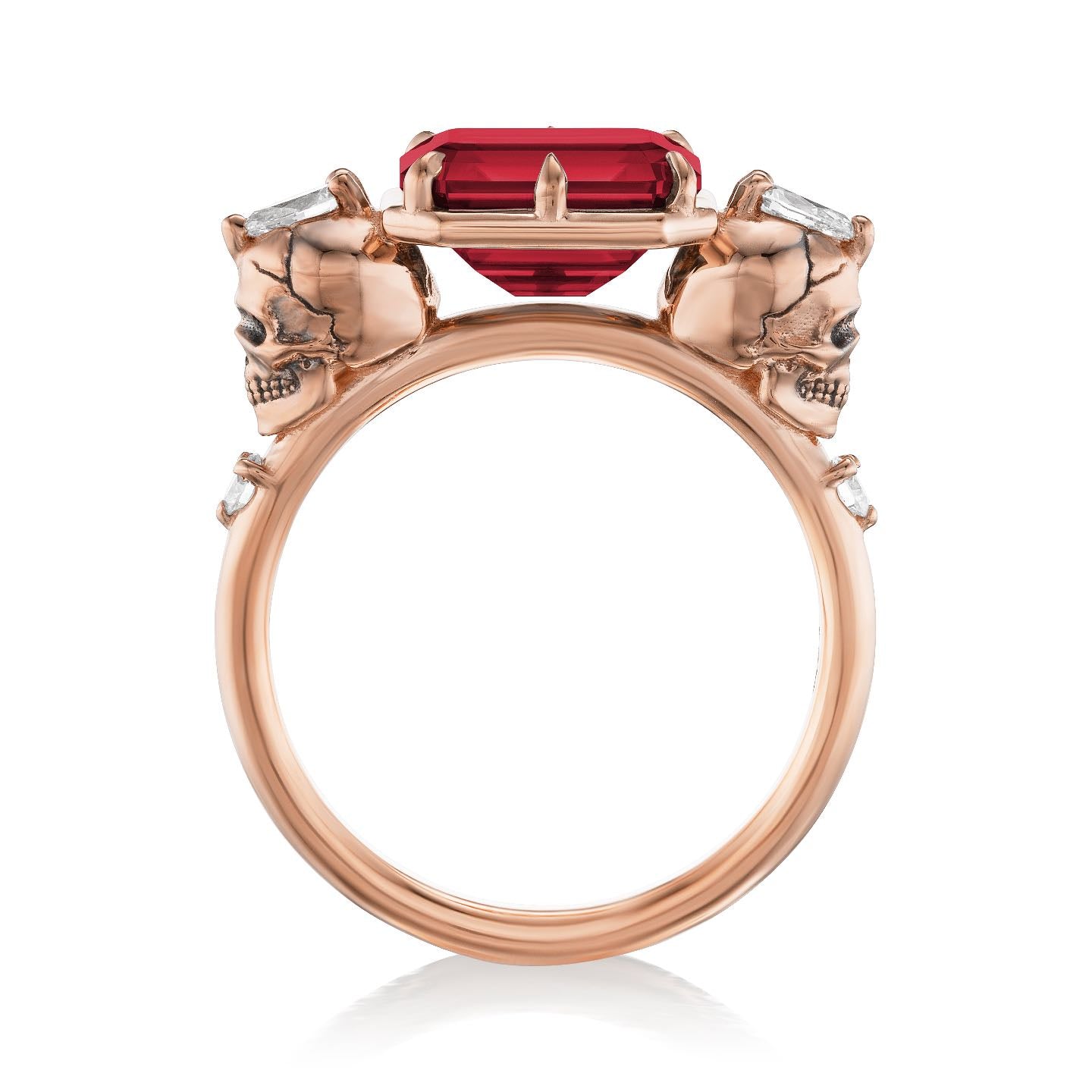 ・JULIET・Emerald Cut Ruby, Skulls (3.4ctw)
