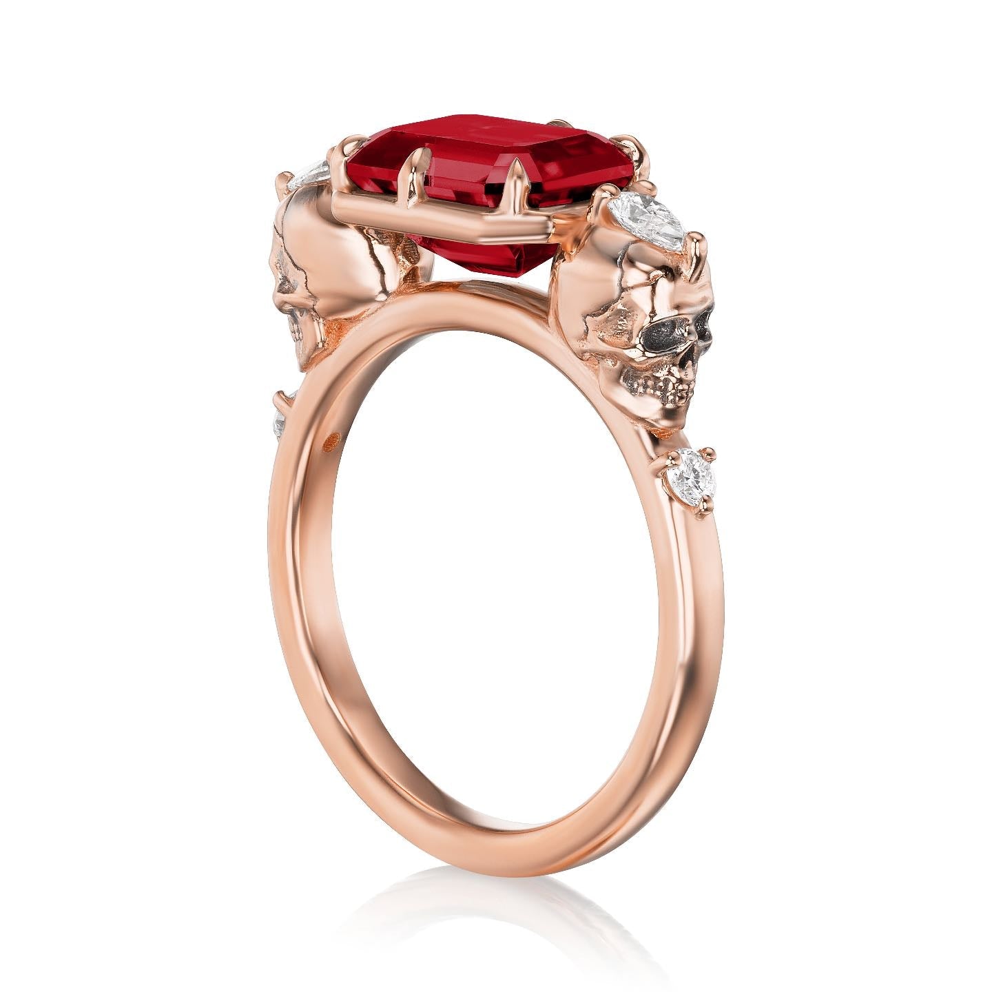 ・JULIET・Emerald Cut Ruby, Skulls (3.4ctw)