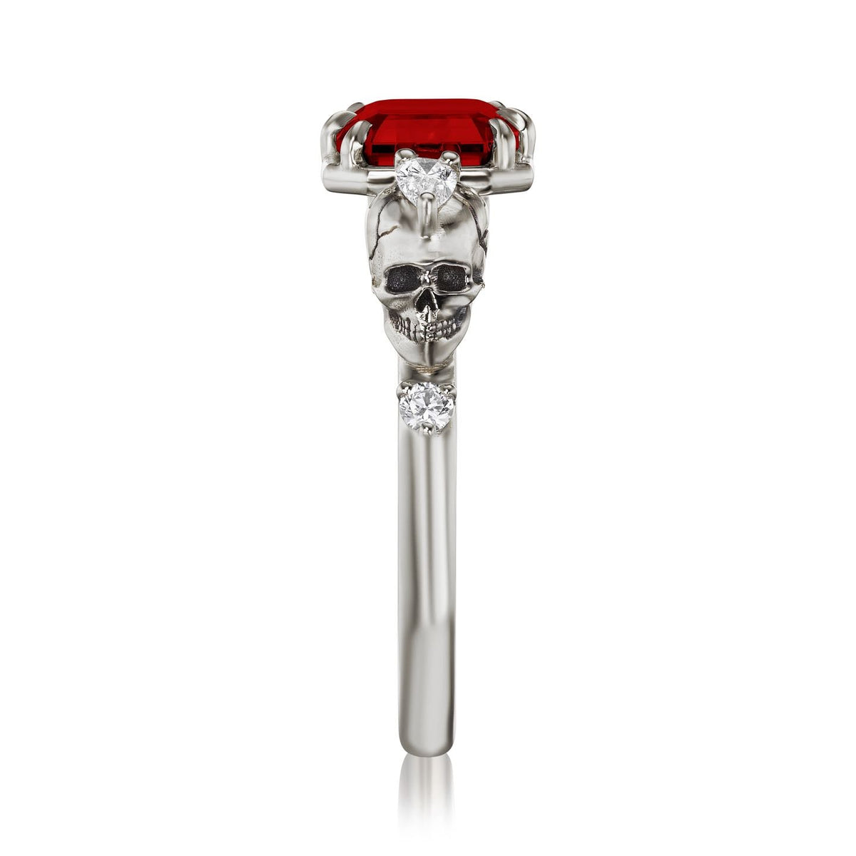・JULIET・Emerald Cut Ruby, Skulls (3.4ctw)