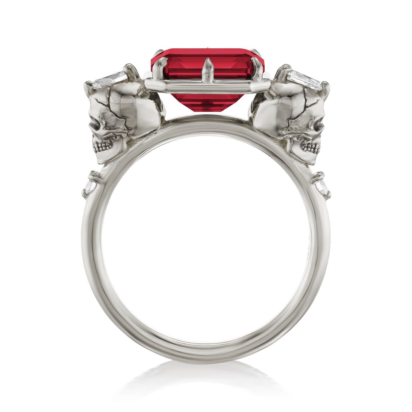 ・JULIET・Emerald Cut Ruby, Skulls (3.4ctw)