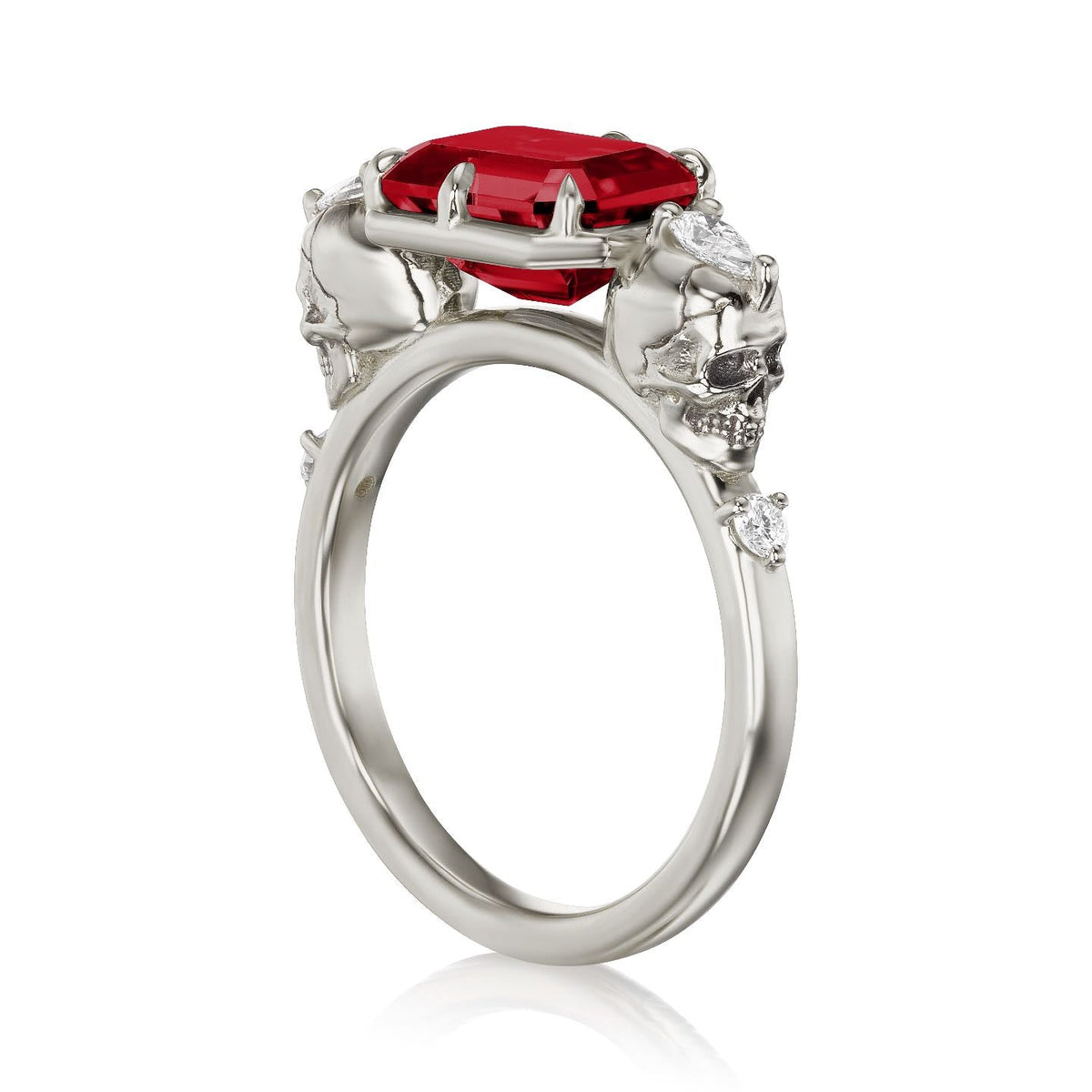 ・JULIET・Emerald Cut Ruby, Skulls (3.4ctw)