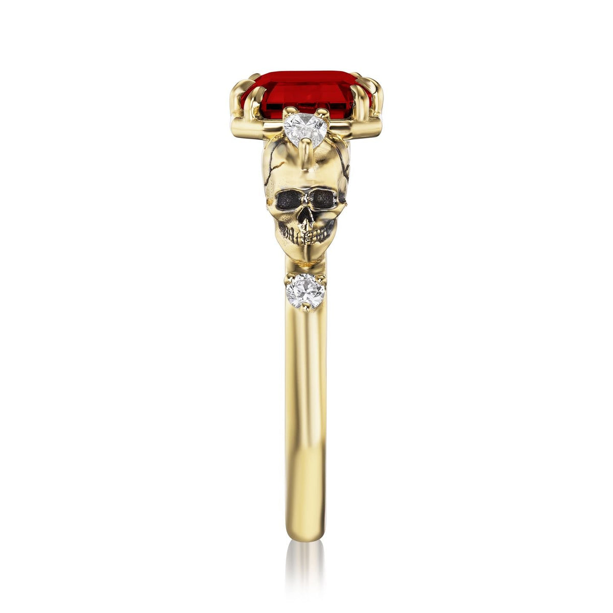 ・JULIET・Emerald Cut Ruby, Skulls (3.4ctw)