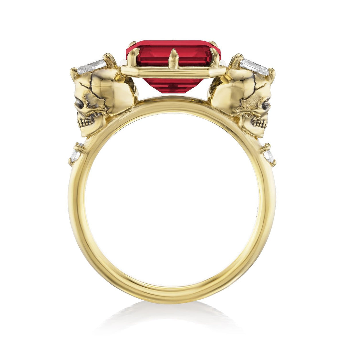・JULIET・Emerald Cut Ruby, Skulls (3.4ctw)