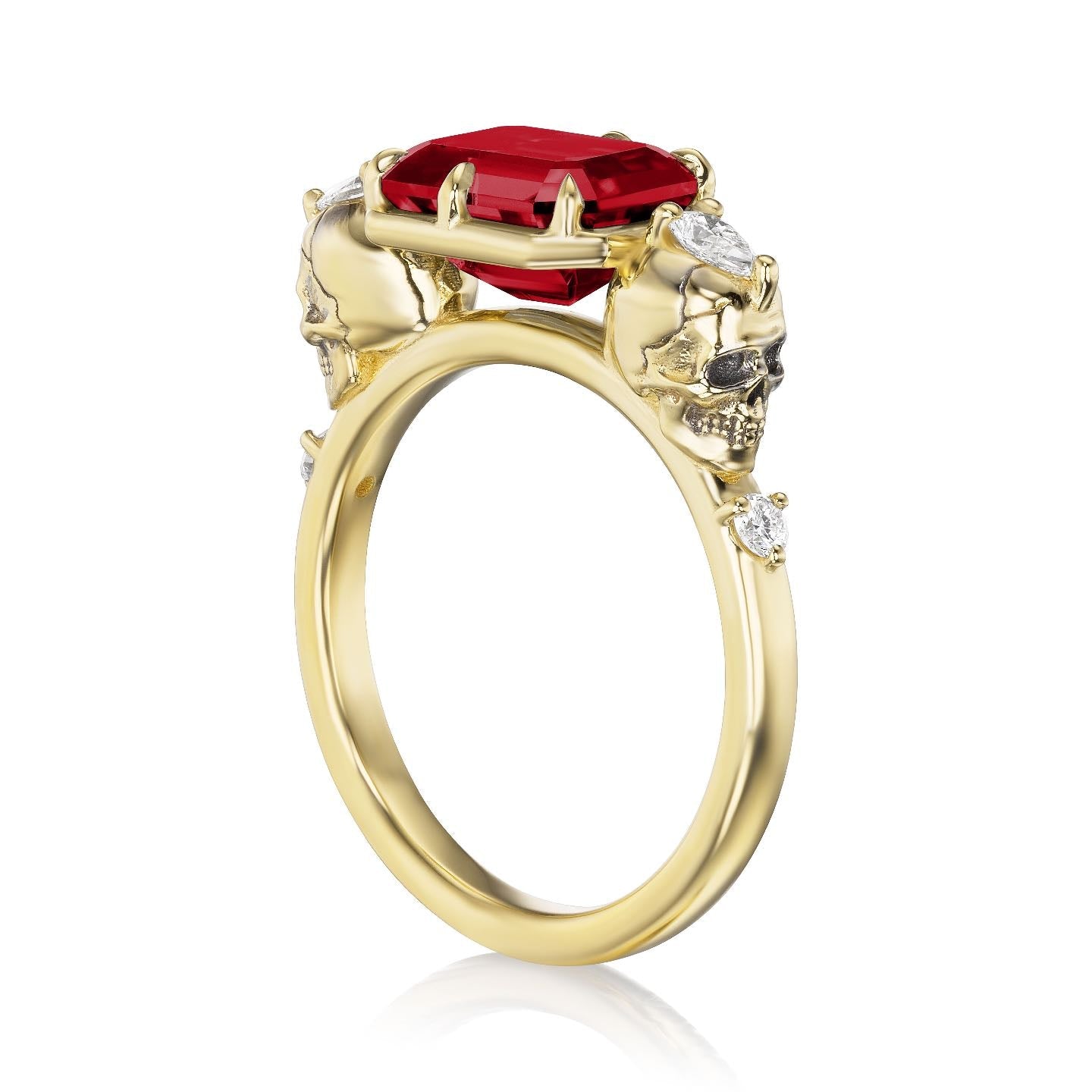 ・JULIET・Emerald Cut Ruby, Skulls (3.4ctw)