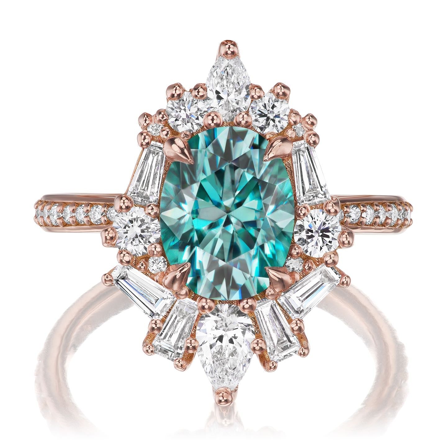・NYX・Oval Aqua-Teal Iconic™ Moissanite Center, Diamond Accents (2.80ctw+)