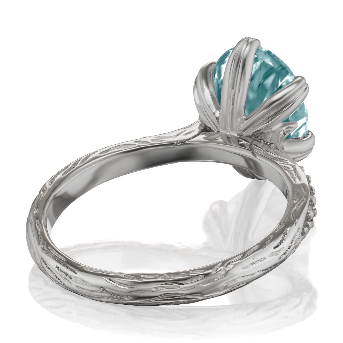 ・LAYLA・Oval Aqua-Teal Iconic™ Moissanite, Twig Textured Diamond Band (2.1ct Center)
