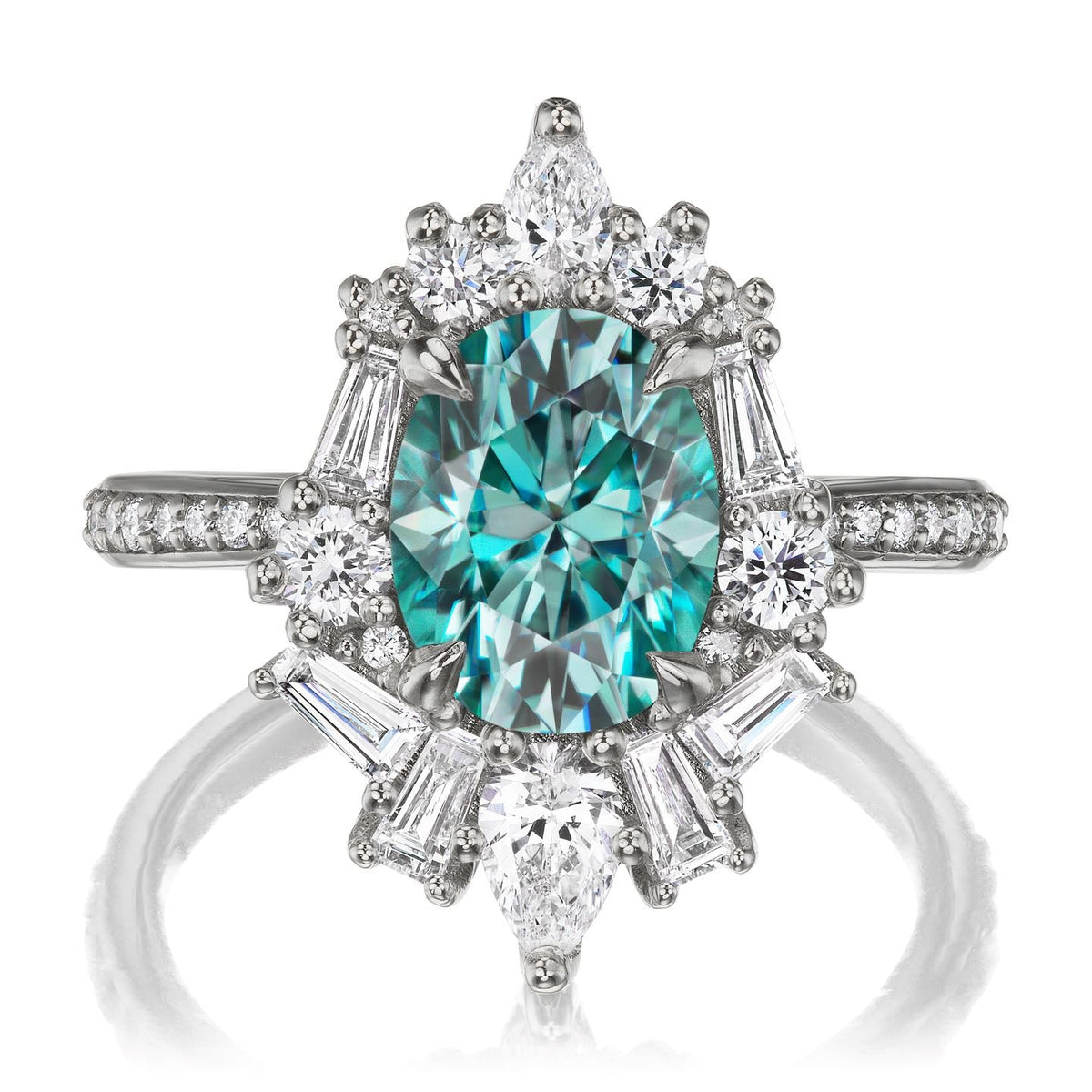 ・NYX・Oval Aqua-Teal Iconic™ Moissanite Center, Diamond Accents (2.80ctw+)
