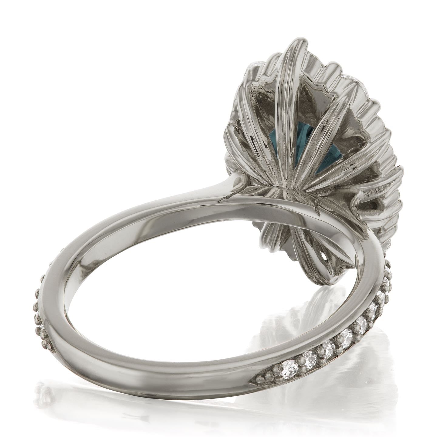 ・SOFIA・Oval Aqua-Teal Iconic™ Moissanite Center, Diamond Halo (2.65ctw+)
