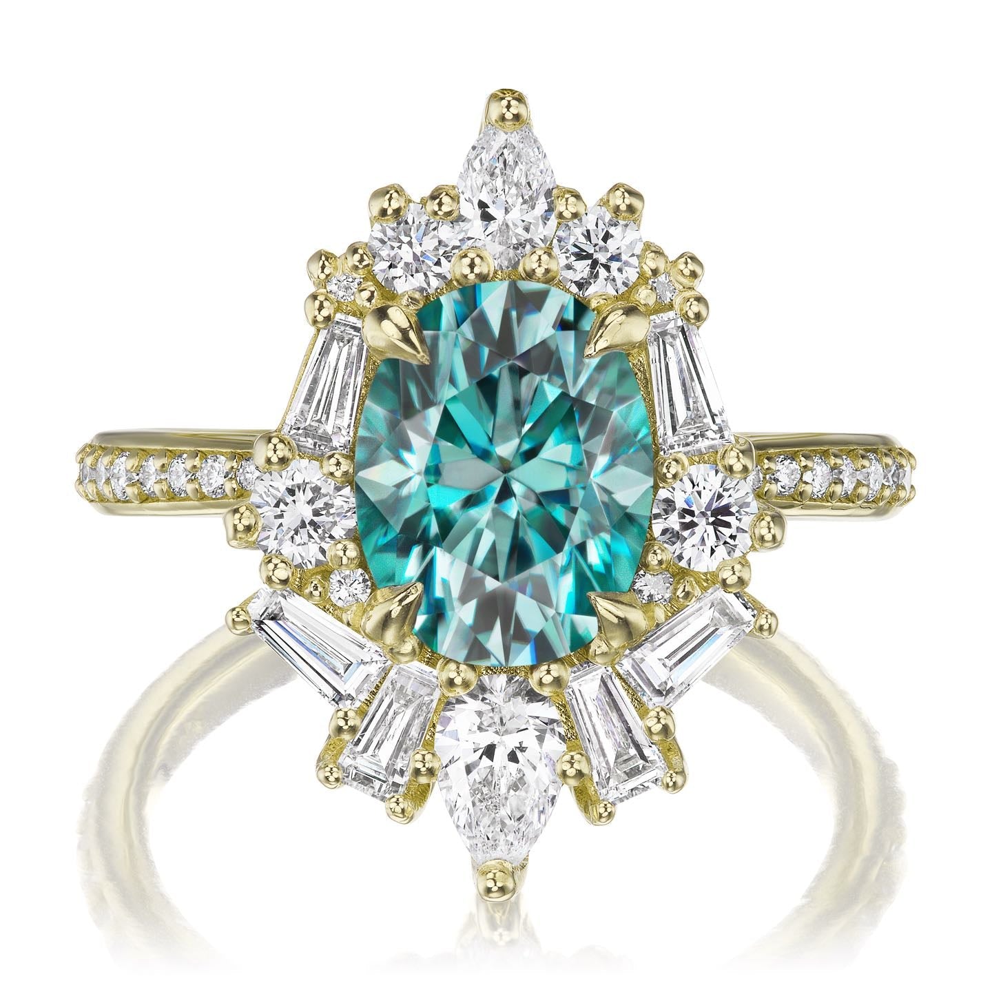 ・NYX・Oval Aqua-Teal Iconic™ Moissanite Center, Diamond Accents (2.80ctw+)