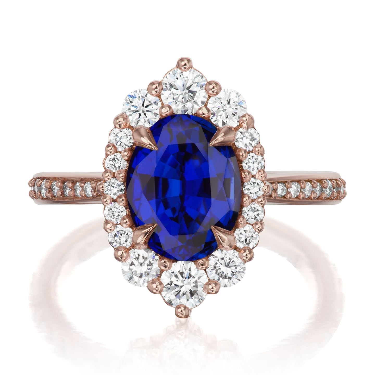 ・SOFIA・Oval Blue Sapphire Center, Diamond Halo (3.25ctw+)
