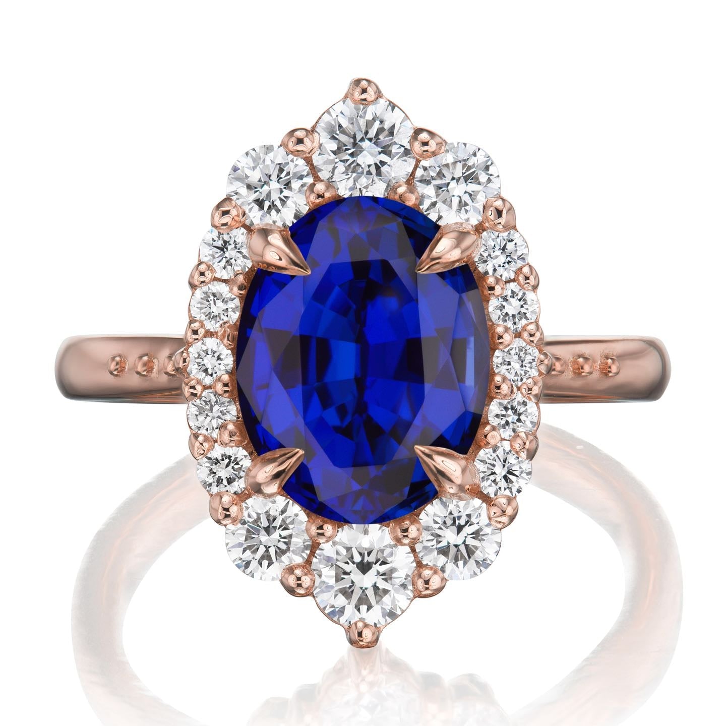 ・SOFIA・Oval Blue Sapphire Center, Diamond Halo (3.25ctw+)