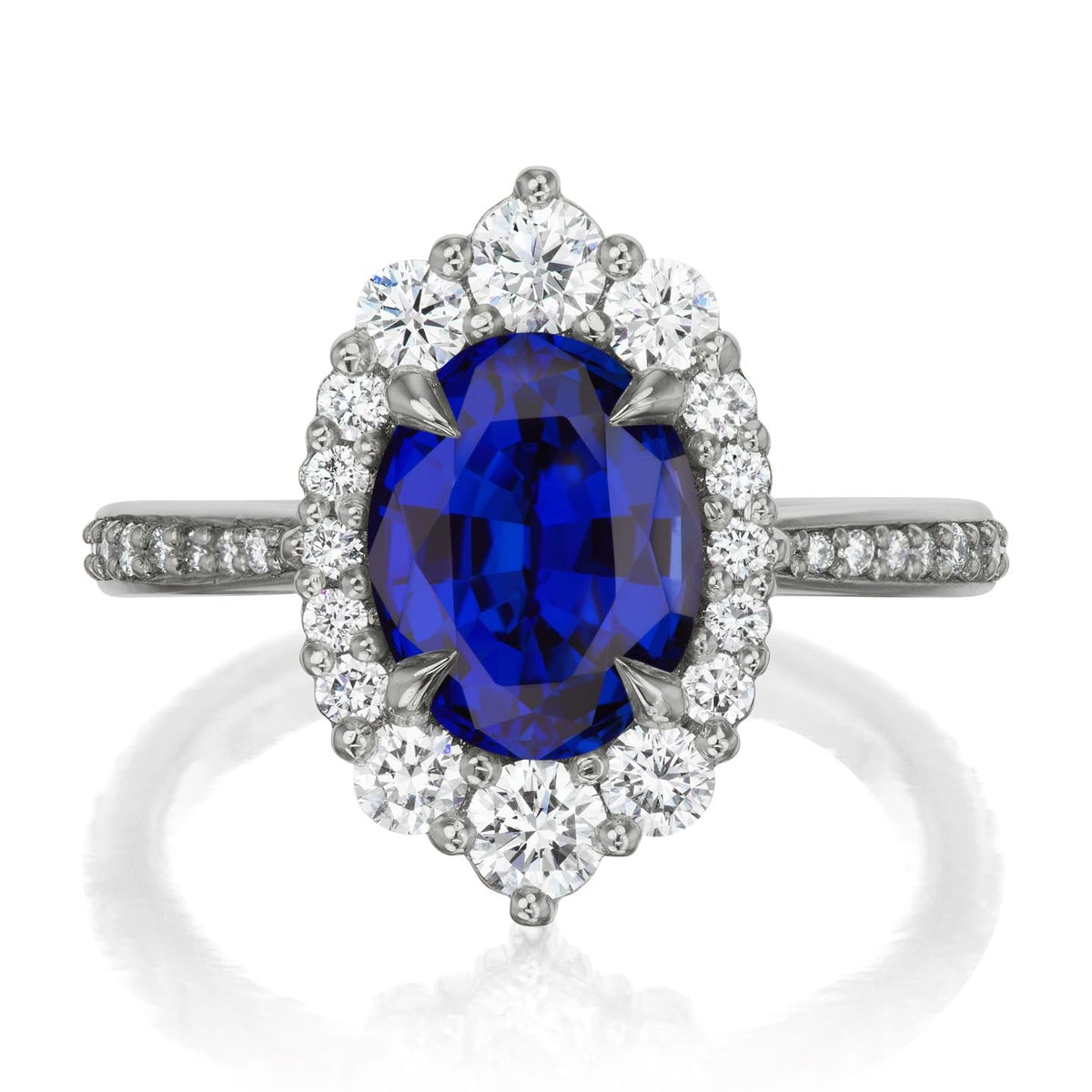 ・SOFIA・Oval Blue Sapphire Center, Diamond Halo (3.25ctw+)