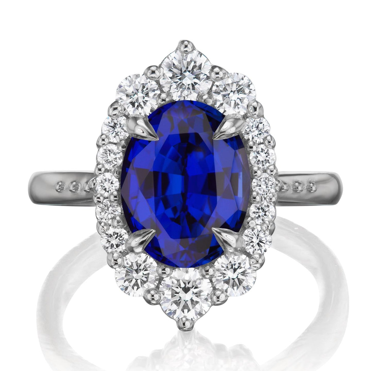 ・SOFIA・Oval Blue Sapphire Center, Diamond Halo (3.25ctw+)